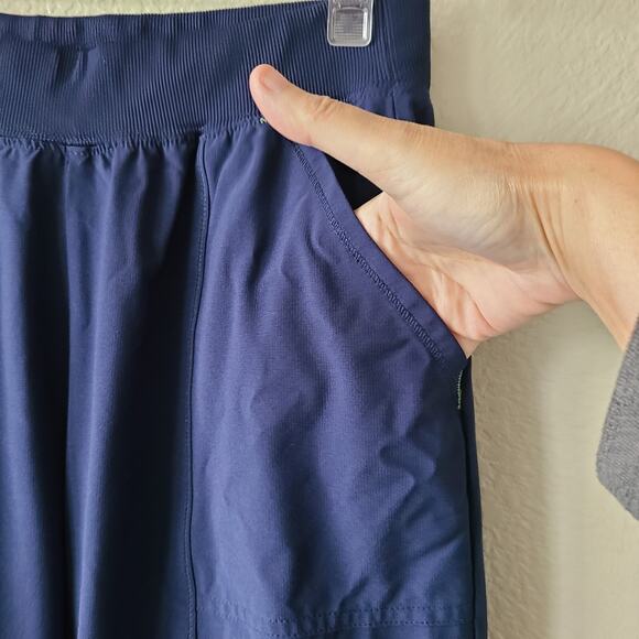 Scrub Star Women's Small 24.5 X 29.5 Scrub Pants Elastic Waist Pockets Blue Logo - Picture 2 of 10